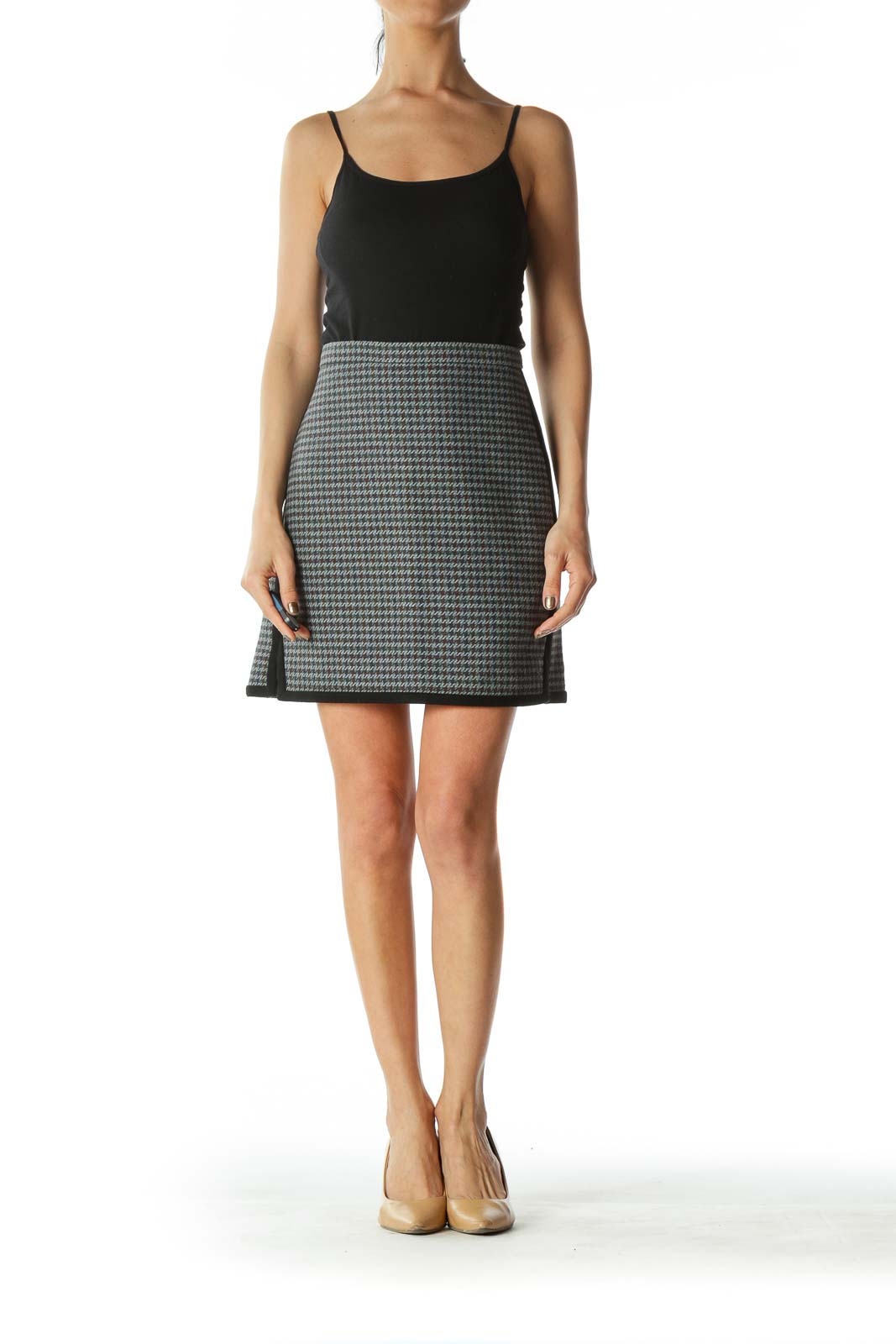 Multicolored Houndstooth Mini Skirt