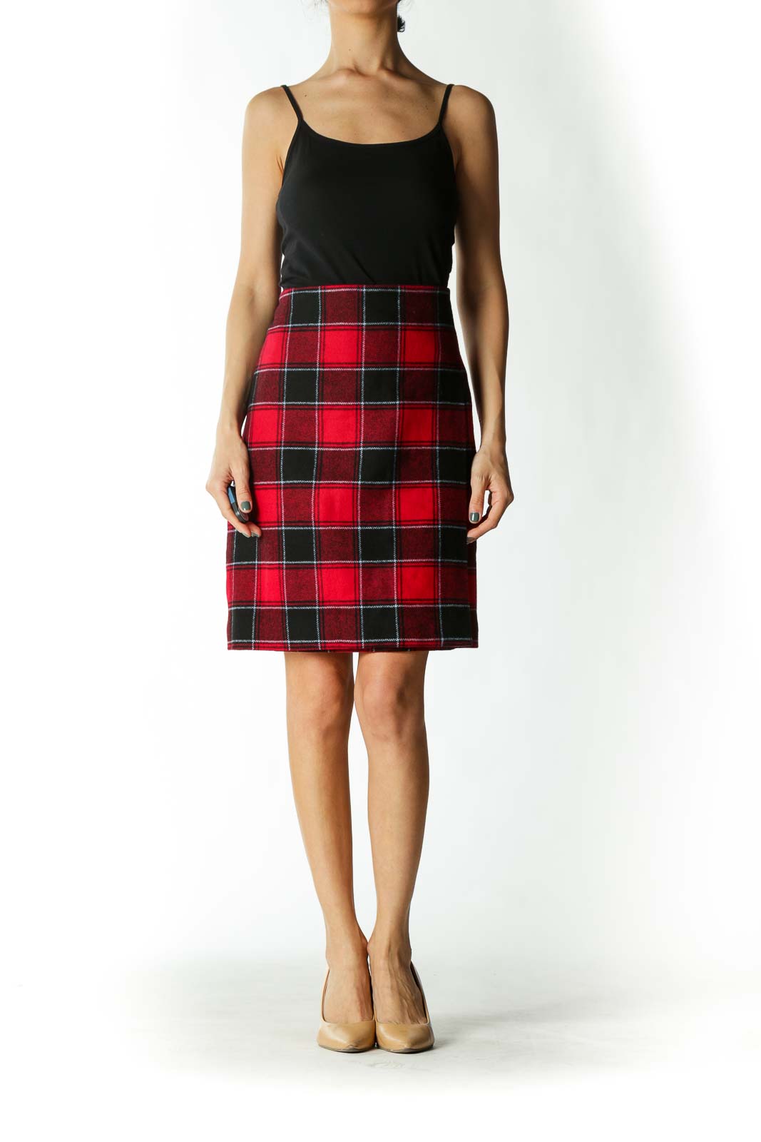 Red and Black Plaid Skirt