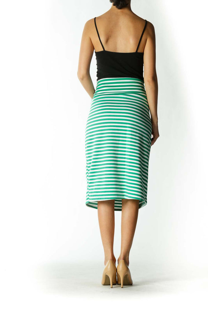 Green and White Striped Tube Skirt