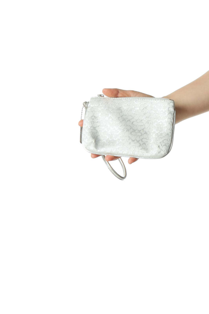 Silver Canvas Monogrammed Wrist Pouch