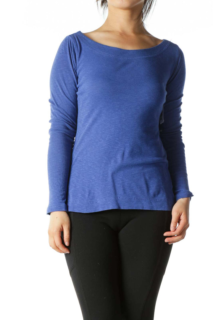 Royal Blue Boat Neck Long Sleeve Knit