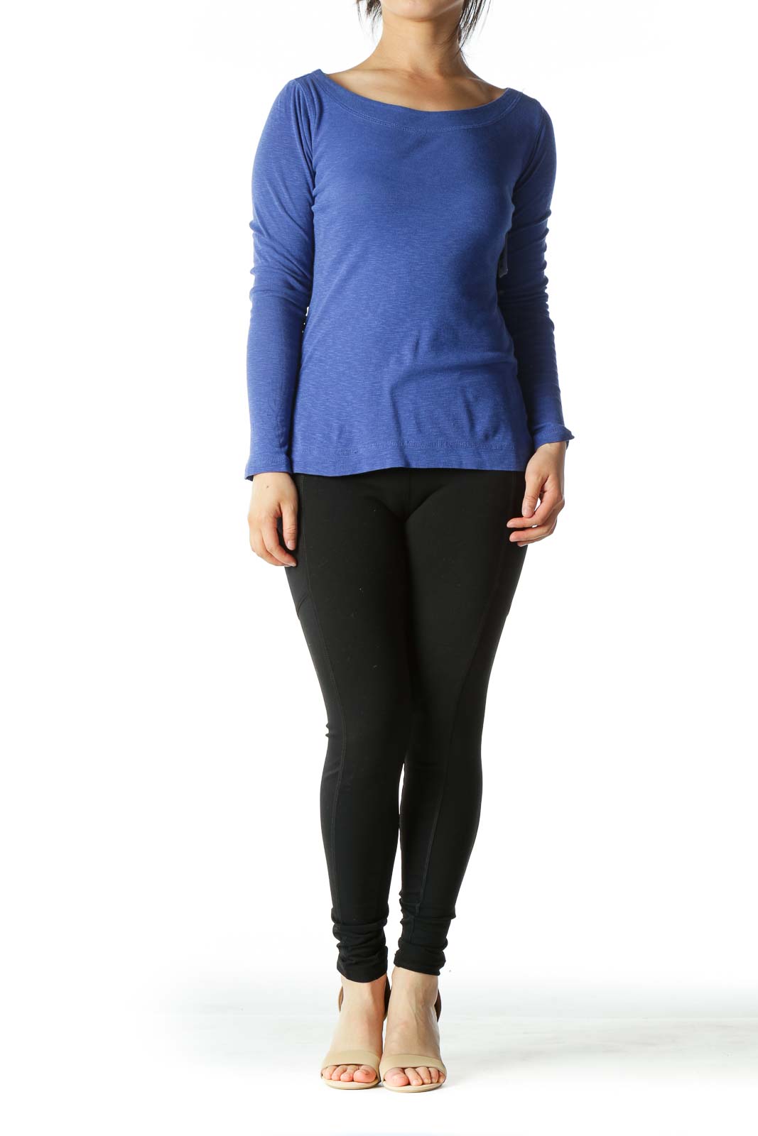 Royal Blue Boat Neck Long Sleeve Knit