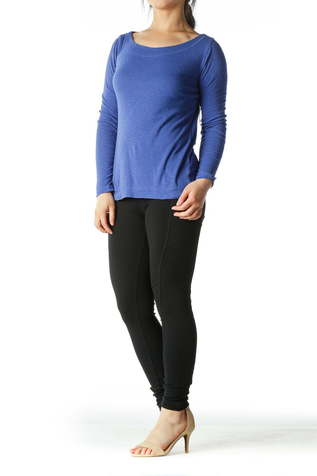 Royal Blue Boat Neck Long Sleeve Knit