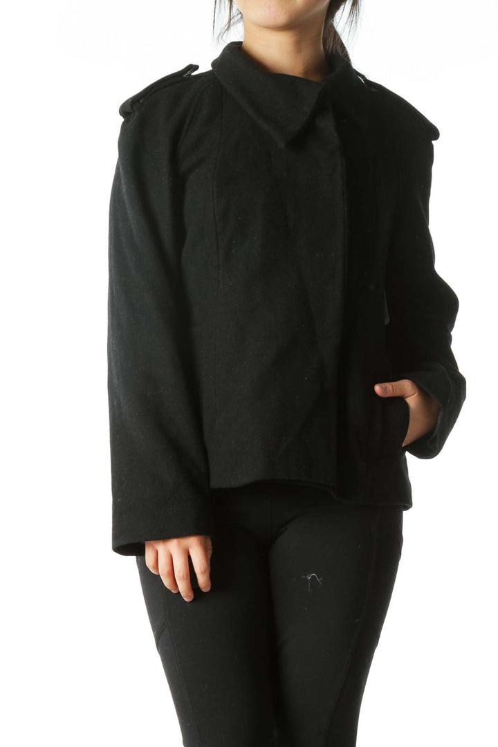 Black Button Pocket Jacket