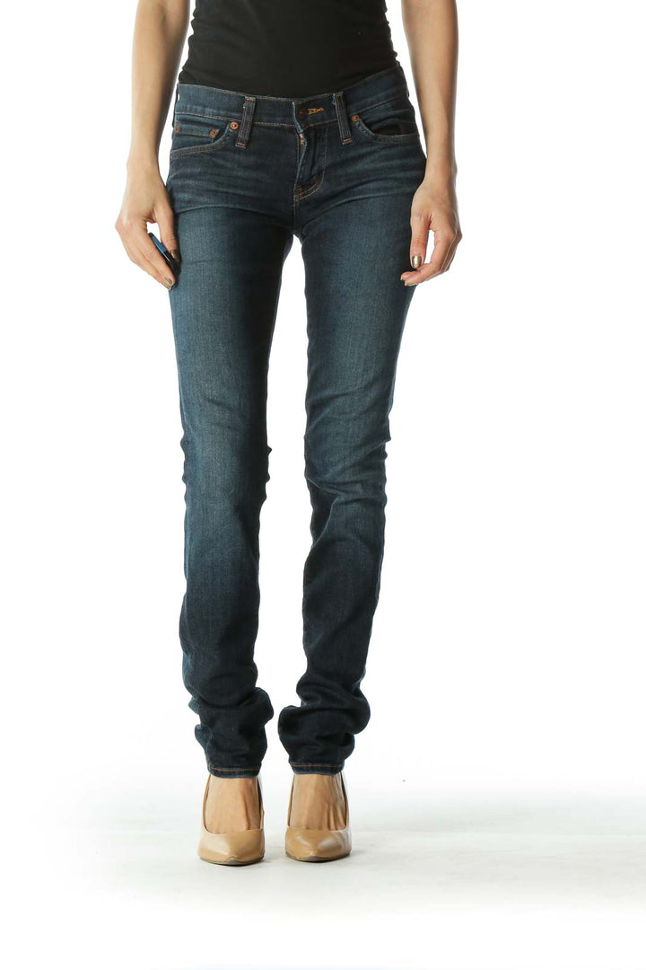 Blue Dark Wash Low Rise Skinny Denim