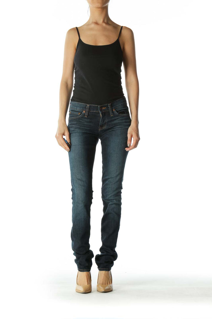 Blue Dark Wash Low Rise Skinny Denim