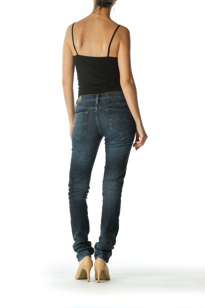 Blue Dark Wash Low Rise Skinny Denim