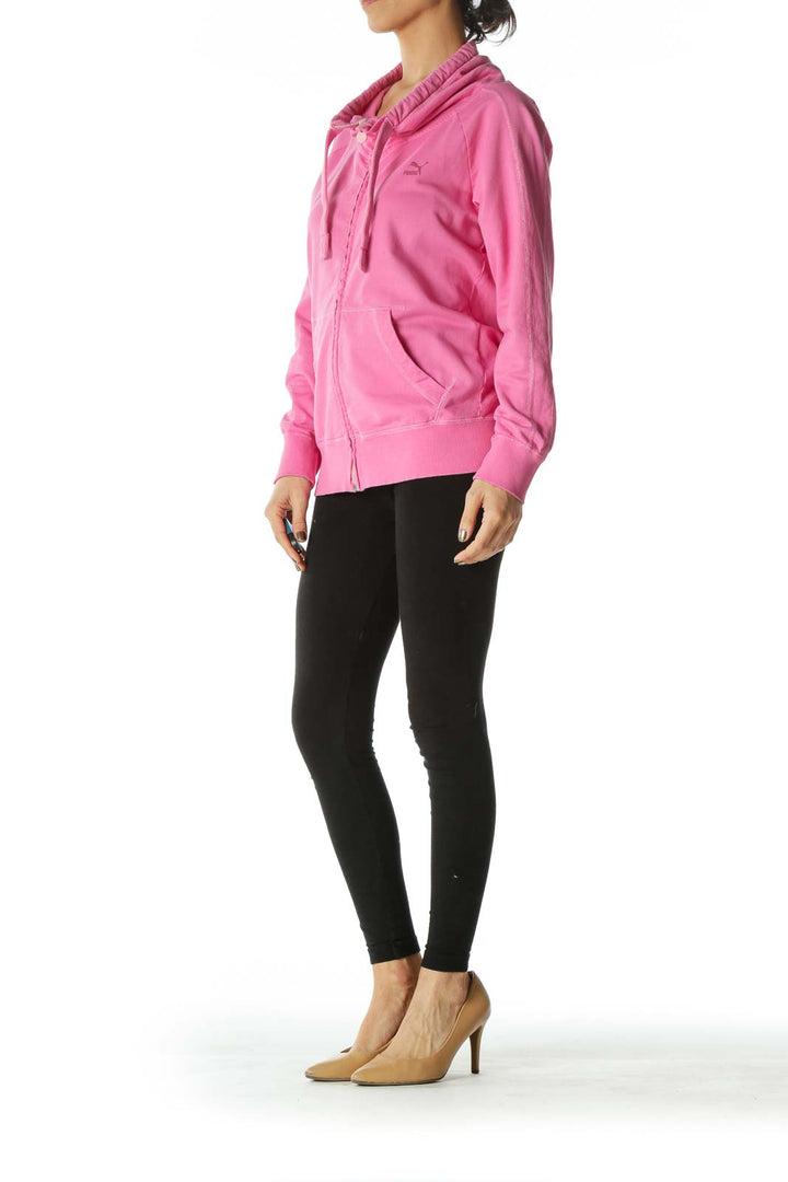 Pink Mock Neck Cotton Jacket