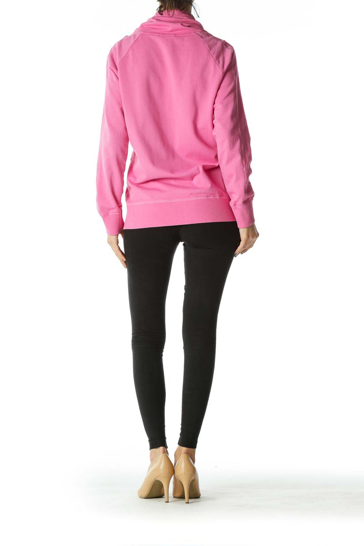 Pink Mock Neck Cotton Jacket