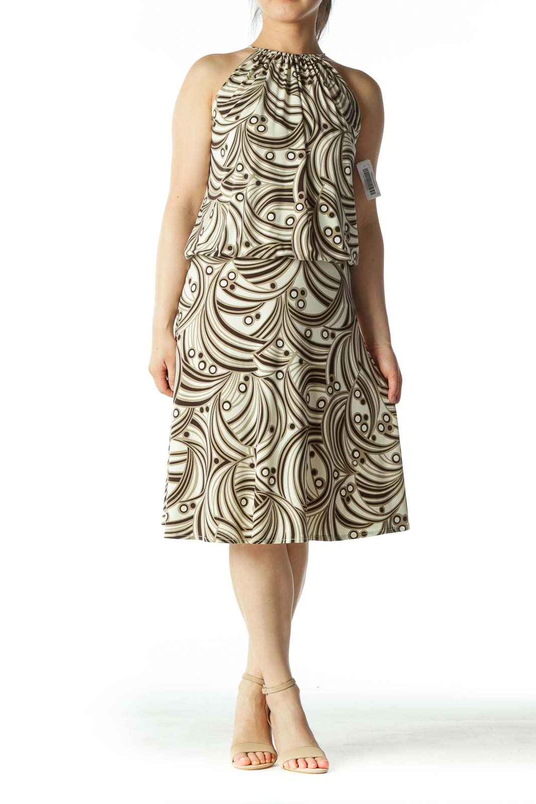 Beige and Multicolor Patterned Dress