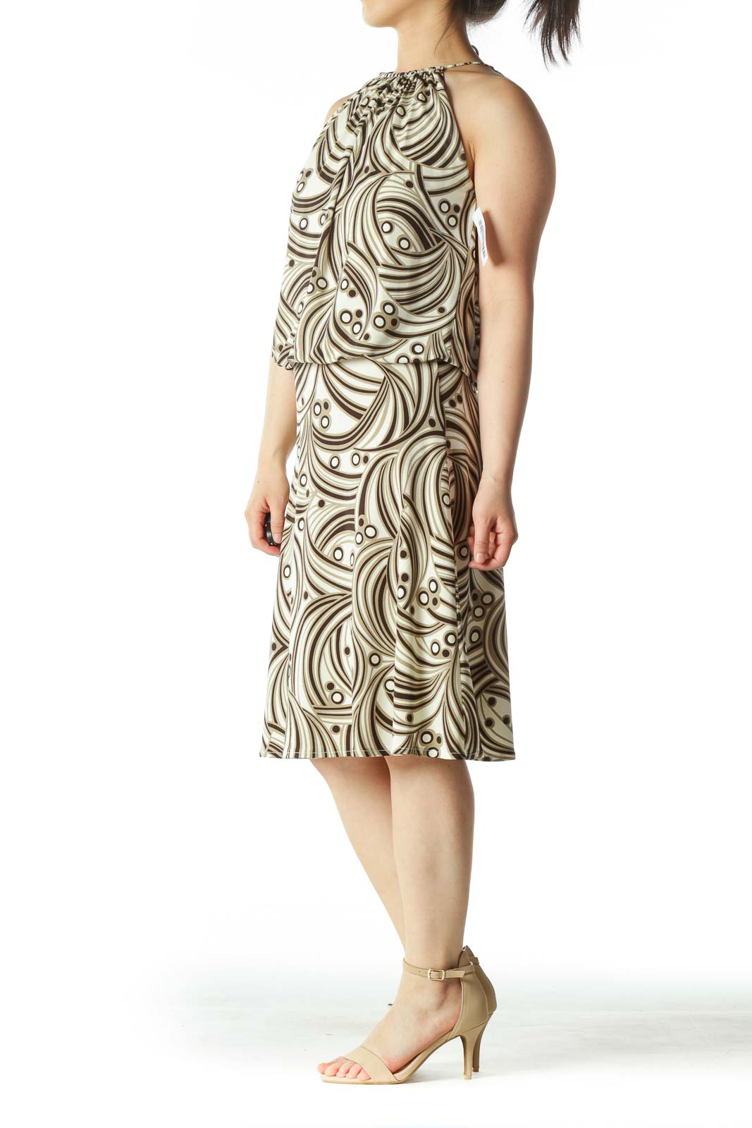 Beige and Multicolor Patterned Dress