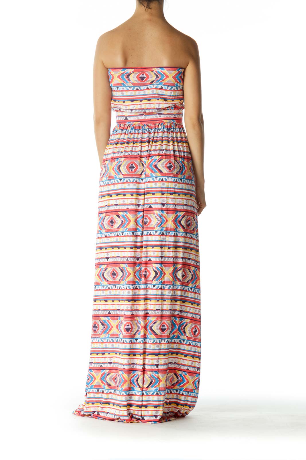 Orange and Multicolored Patterned Maxi Dress