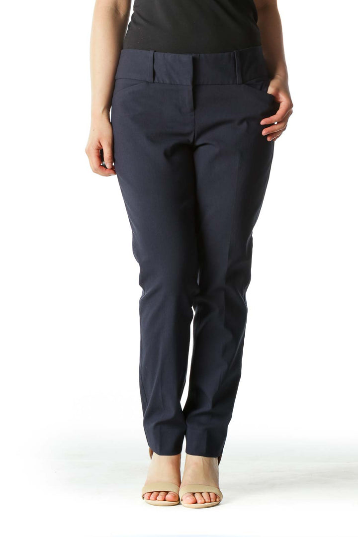 Navy Blue Capri Slim Fit Pants