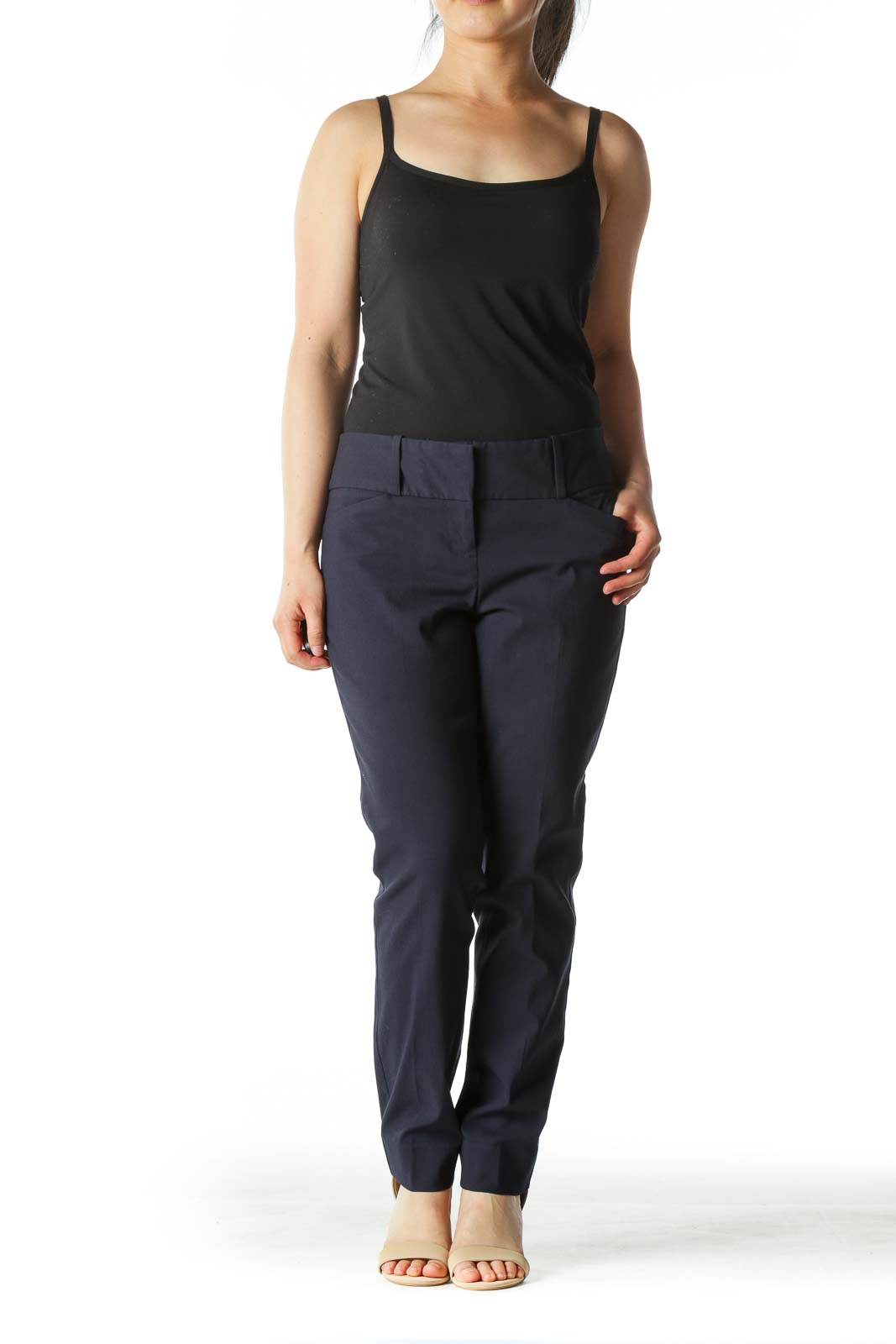 Navy Blue Capri Slim Fit Pants