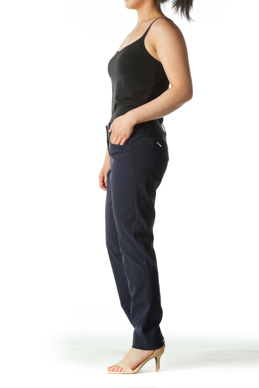 Navy Blue Capri Slim Fit Pants