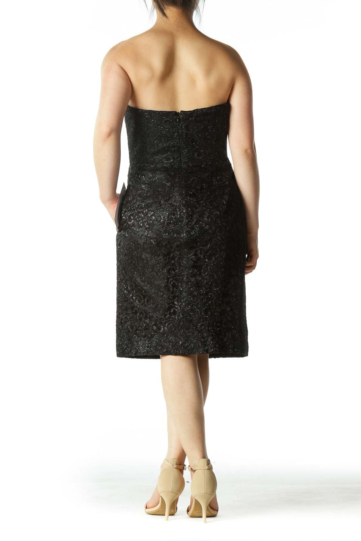 Black and Metallic Strapless Cocktail Dress