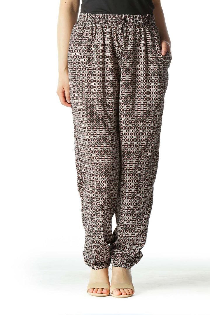 Multicolored Graphic Print High-Waisted Gaucho Pants