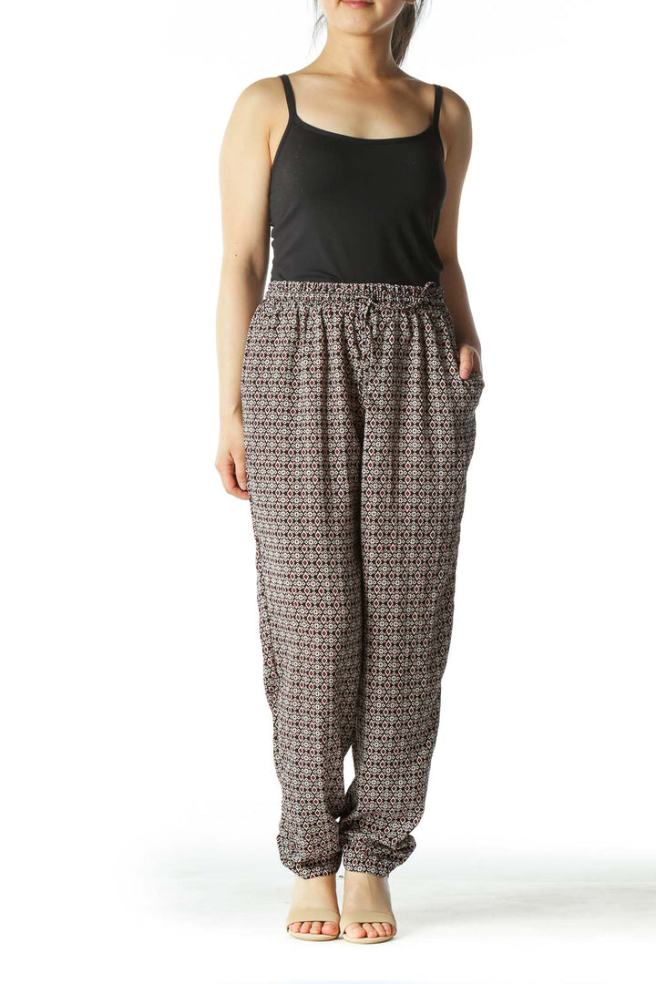 Multicolored Graphic Print High-Waisted Gaucho Pants