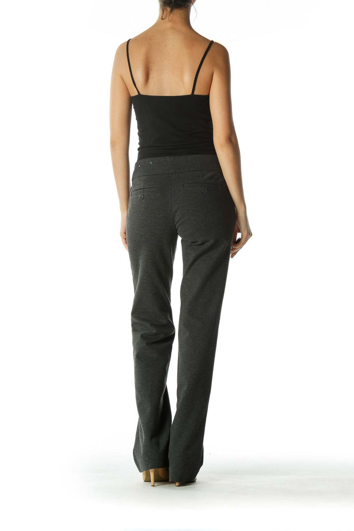 Charcoal Mid-Rise Straight-Leg Work Pants