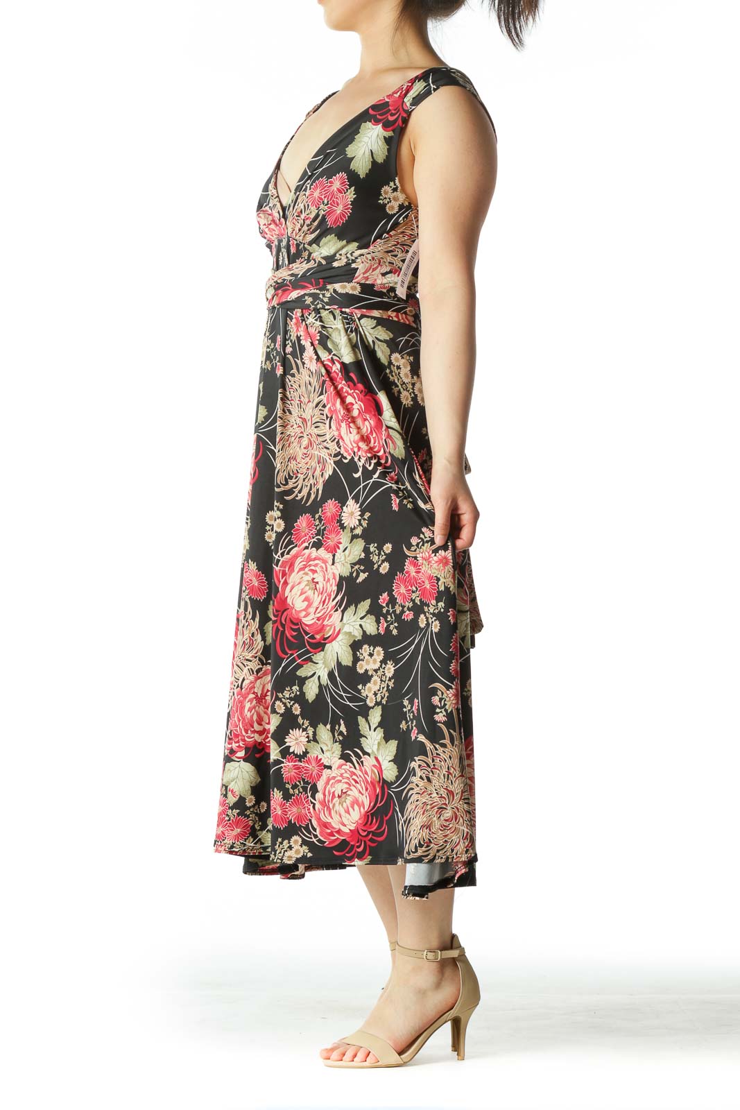 Black and Multicolor Floral Print Dress