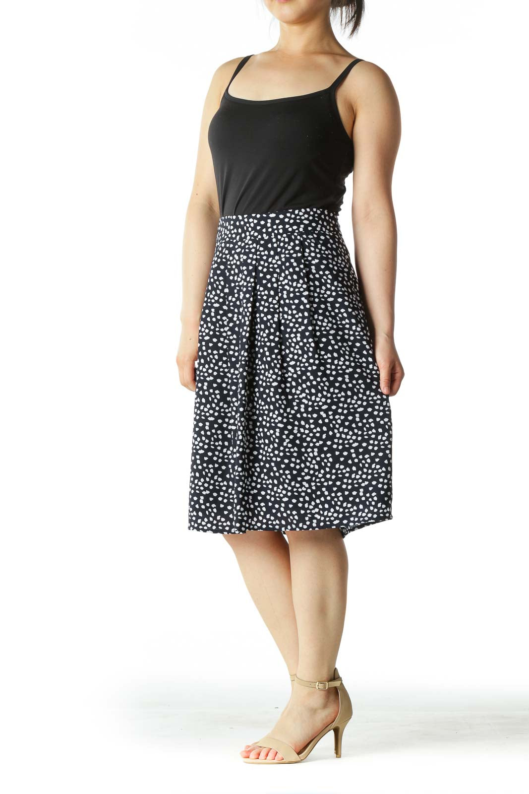 Black and White Polka Dot A-Line Skirt