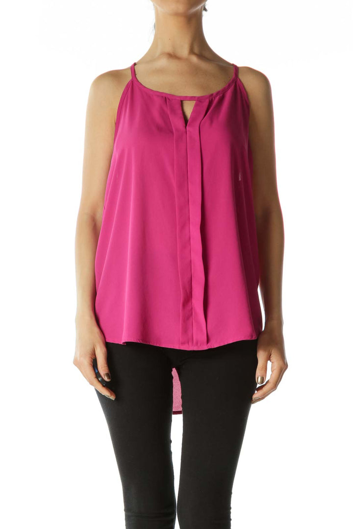 Magenta Spaghetti Strap Keyhole Racer-Back Blouse