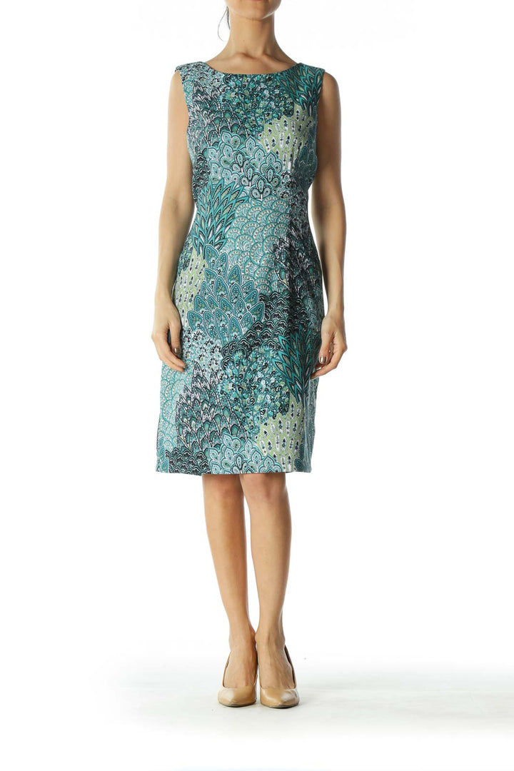 Green Paisley-Graphic Shift Dress