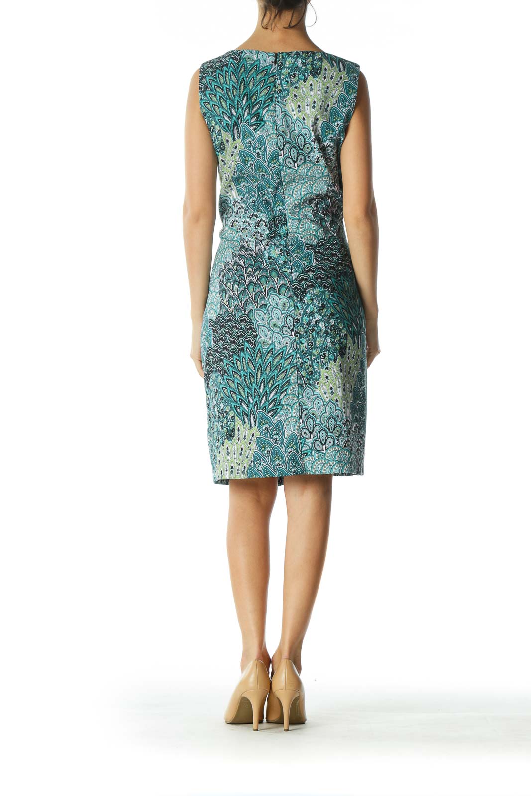 Green Paisley-Graphic Shift Dress