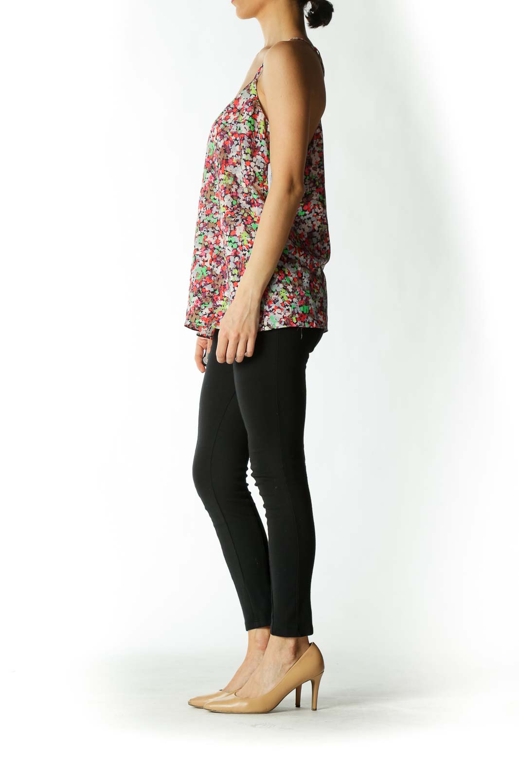 Multicolored Floral-Print Spaghetti Strap Tank-Blouse