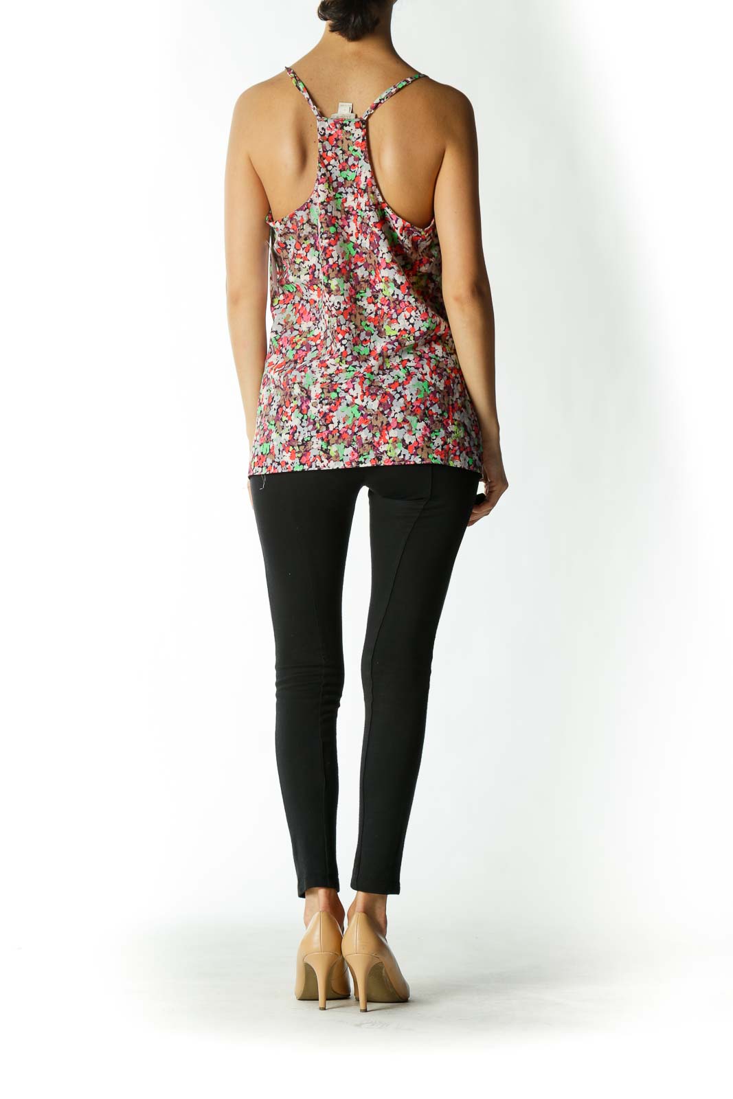 Multicolored Floral-Print Spaghetti Strap Tank-Blouse