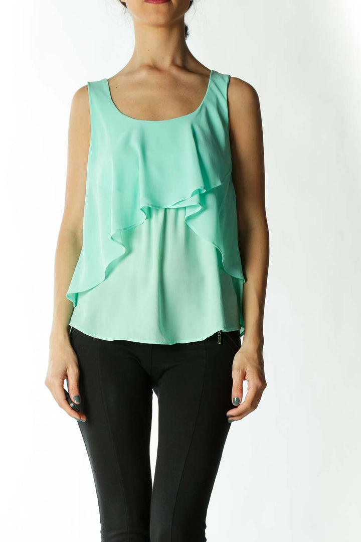 Mint Green Layered Sleeveless Blouse