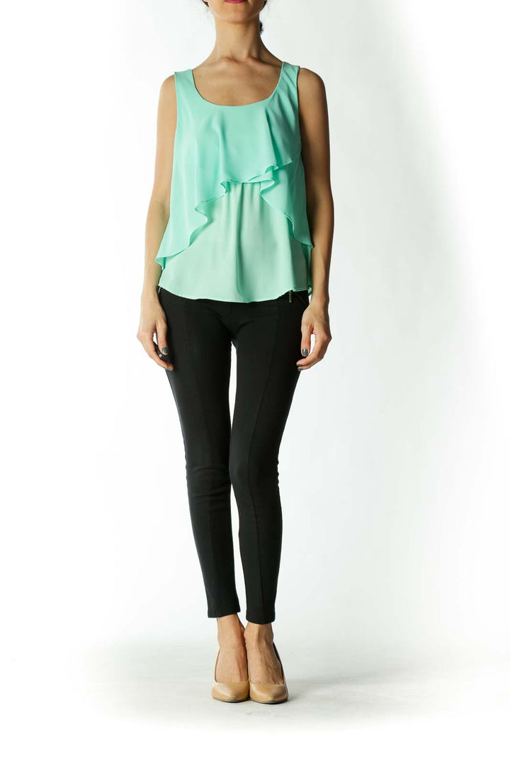 Mint Green Layered Sleeveless Blouse