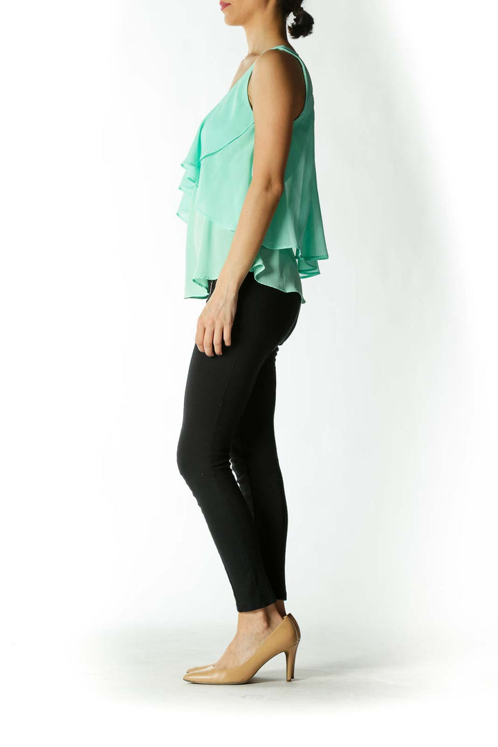 Mint Green Layered Sleeveless Blouse