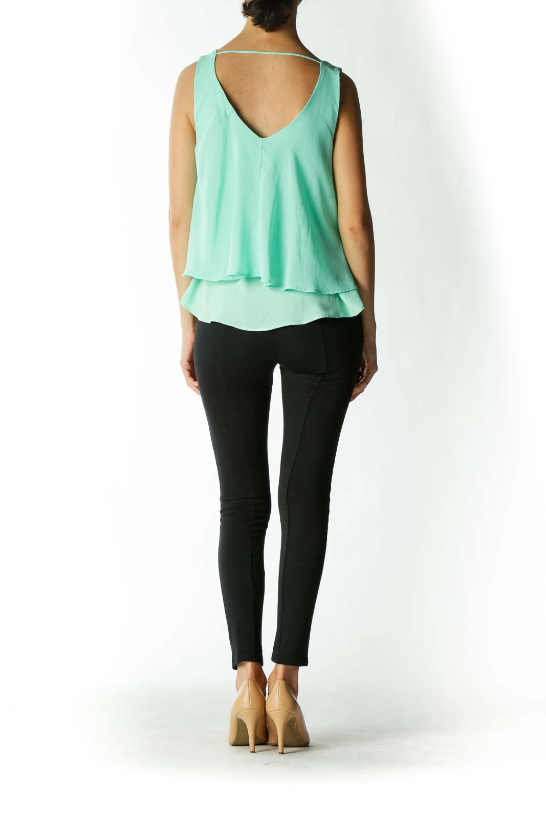 Mint Green Layered Sleeveless Blouse