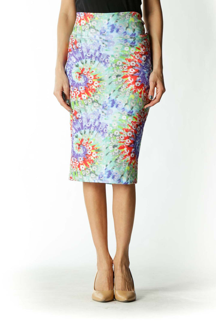 Multicolor Floral Print Tube Skirt