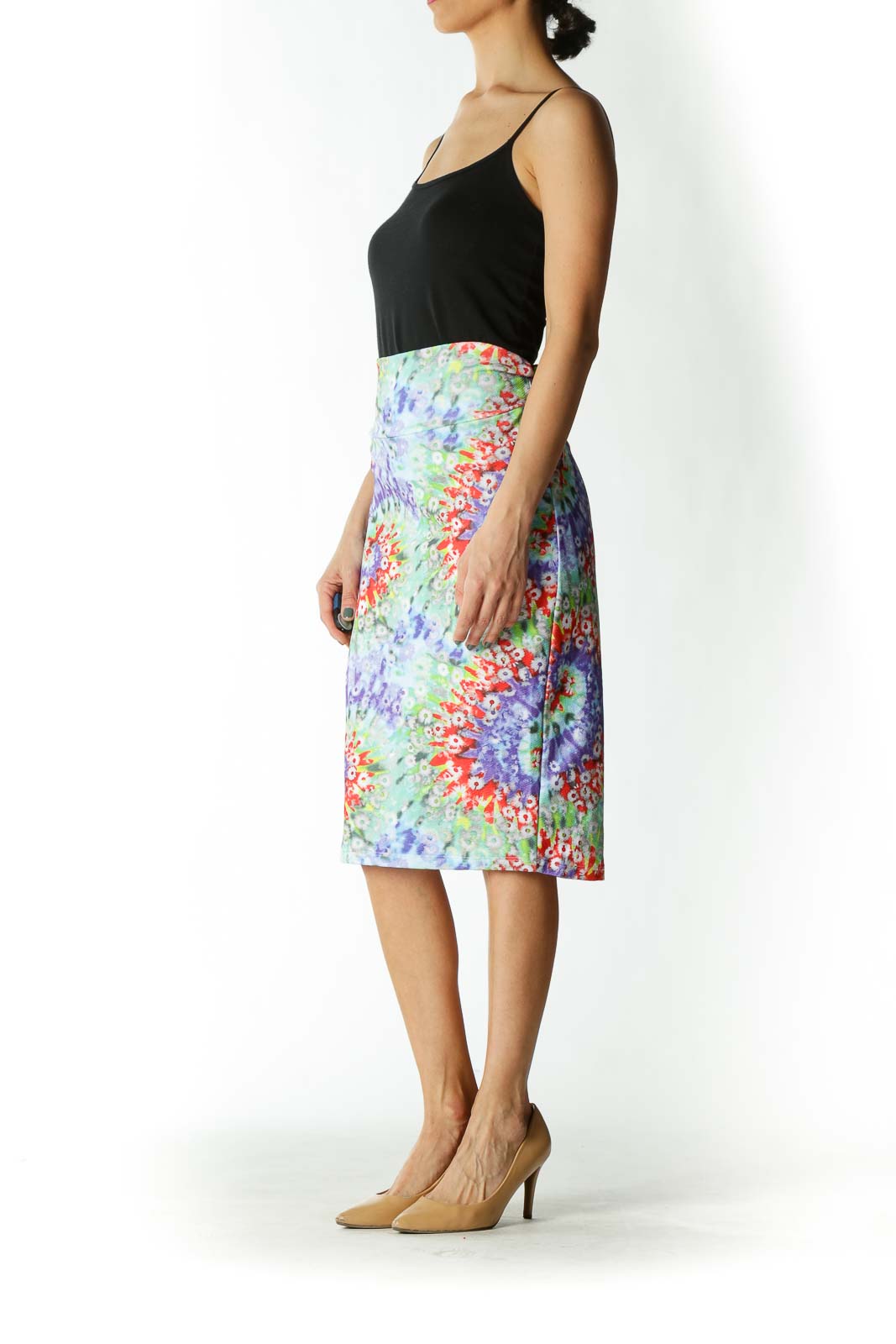 Multicolor Floral Print Tube Skirt