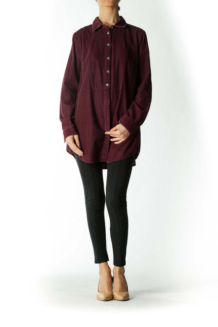 Purple Corduroy Button-Down Shirt