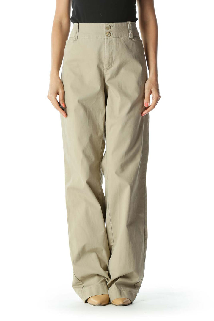 Beige Khaki Straight Leg Pants