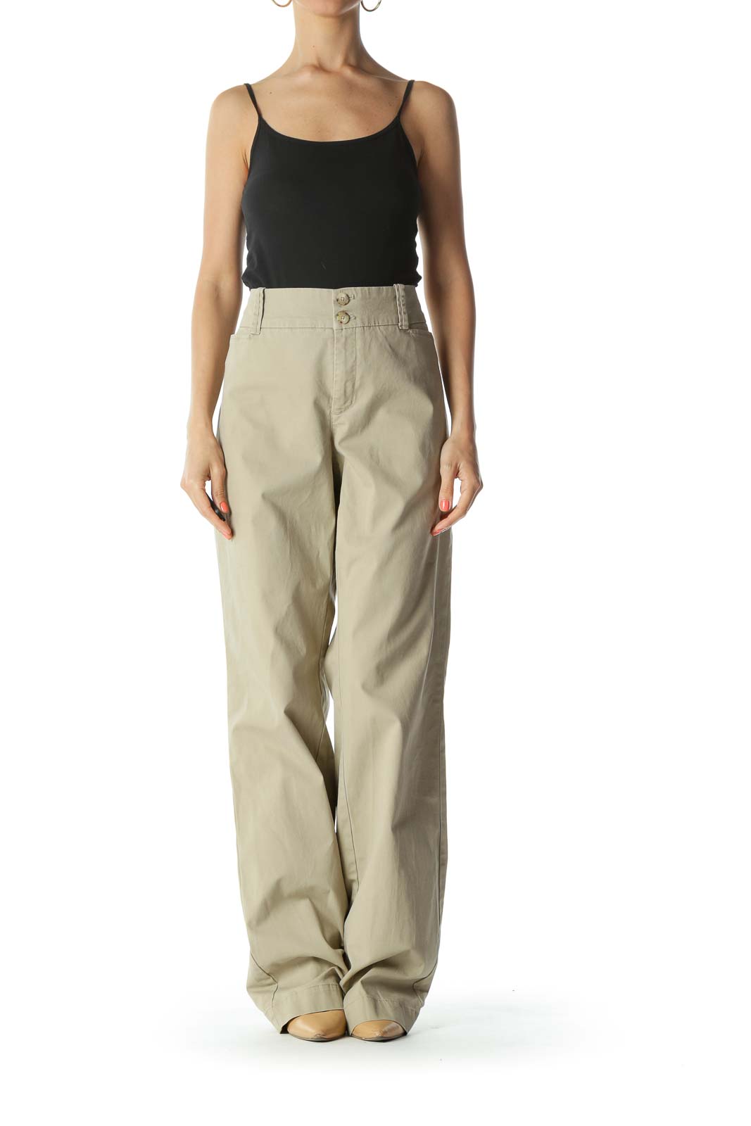 Beige Khaki Straight Leg Pants