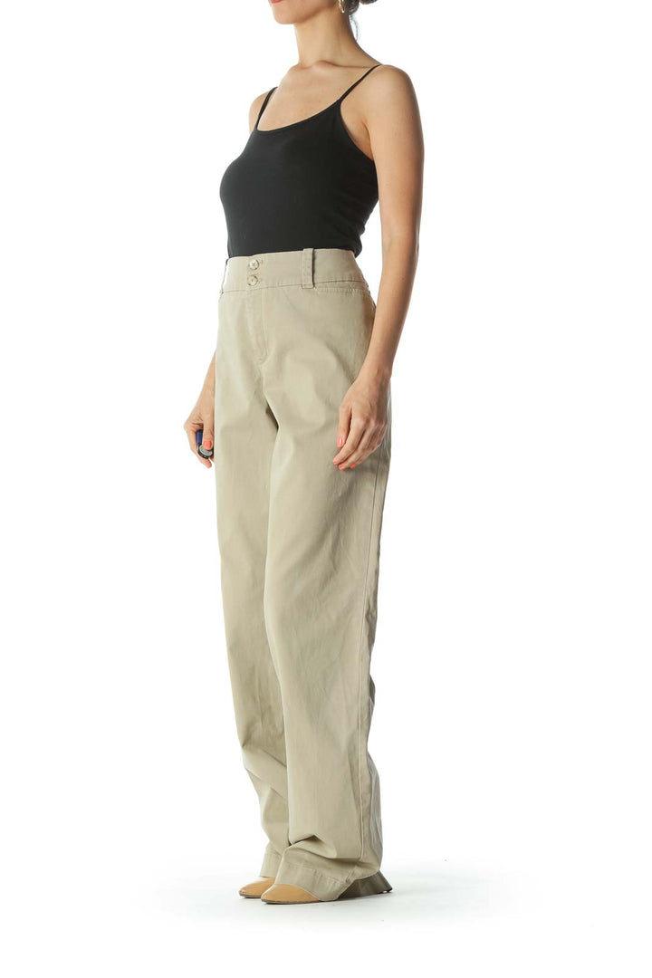 Beige Khaki Straight Leg Pants