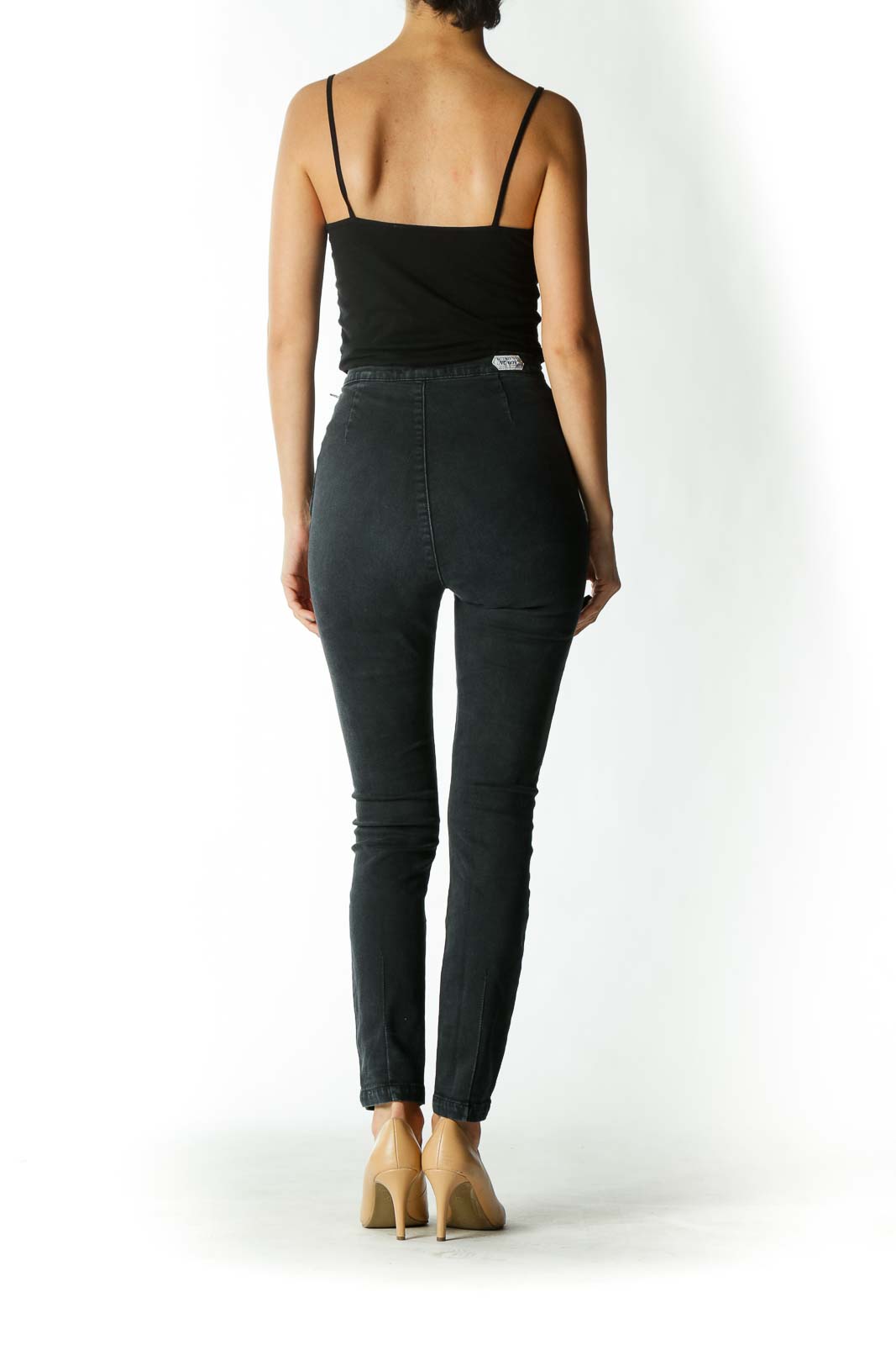 Charcoal Slip-On High-Rise Skinny Jeans