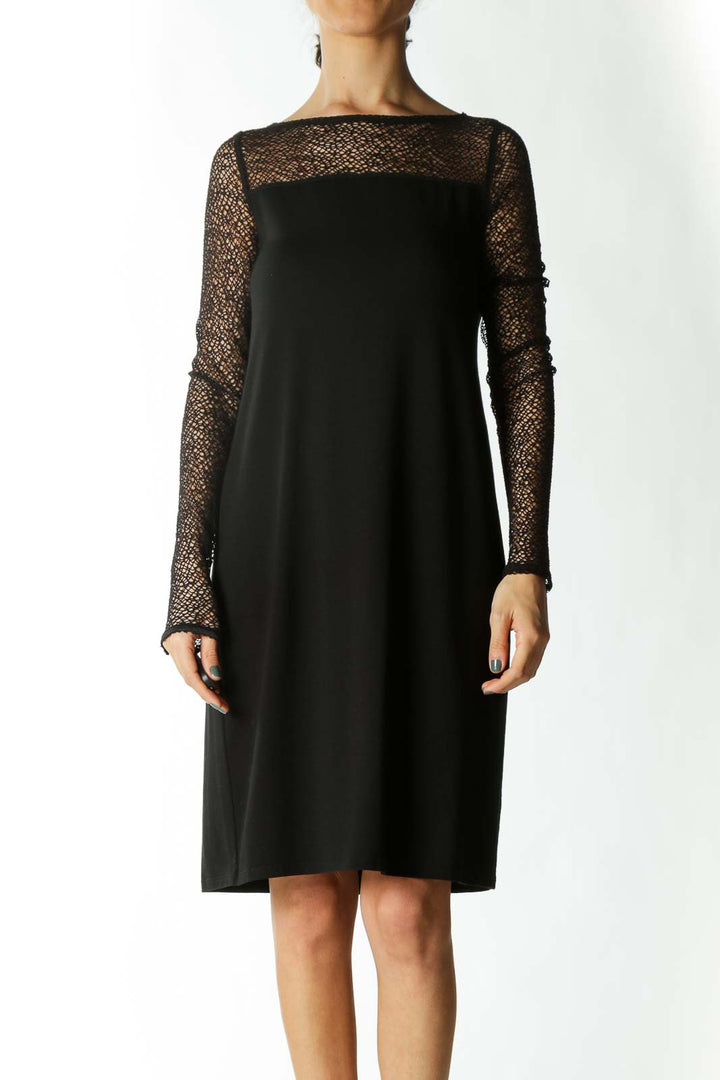 Black Cocktail Dress with Fishnet Detail