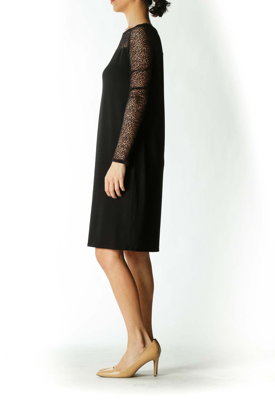 Black Cocktail Dress with Fishnet Detail