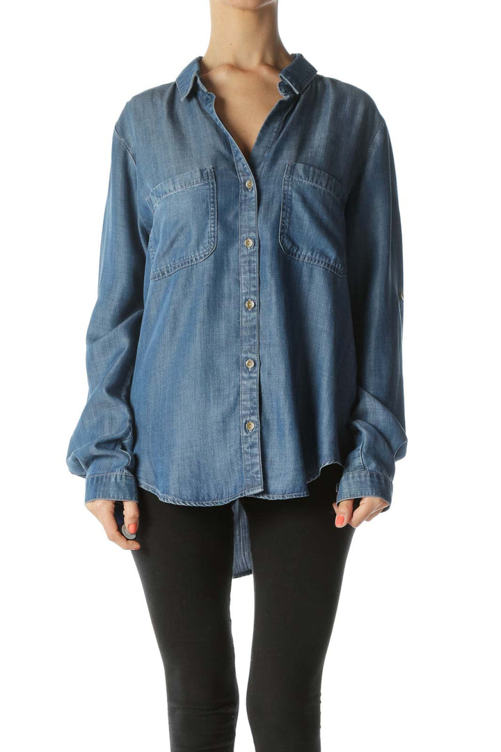 Denim Blue Long Sleeve Blouse