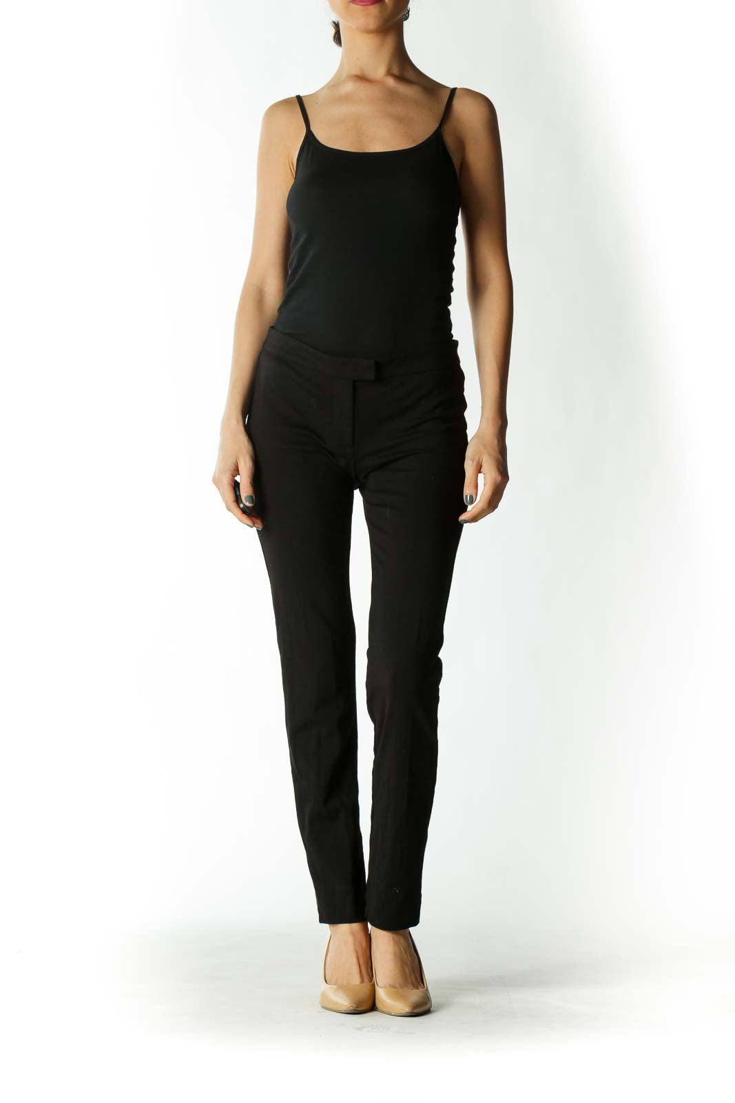 Black Mid-Rise Jeggings with Rear-Pockets