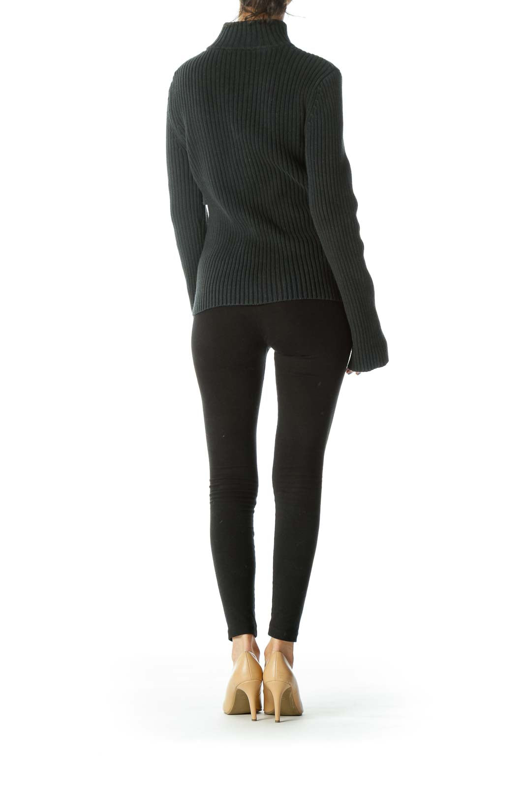 Black High-Neck Zippered Sweater