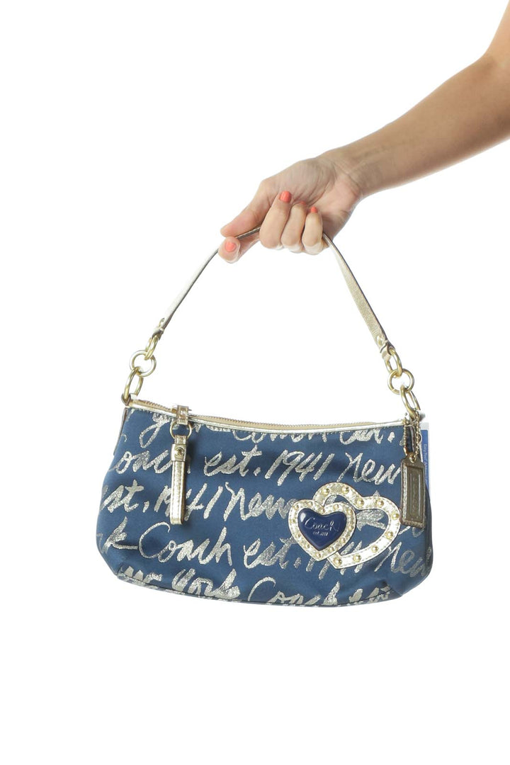 Blue Gold Patterned Shoulder Bag