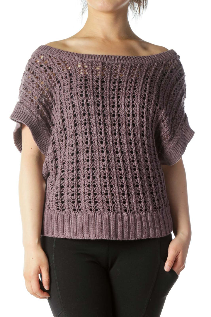 Purple Crop Knit Top