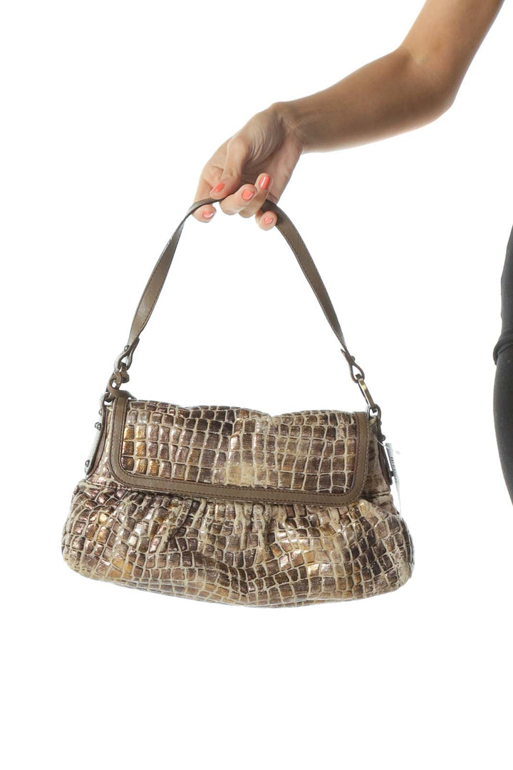 Brown Metallic Designer Shoulder Bag