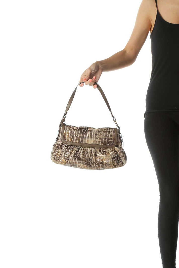 Brown Metallic Designer Shoulder Bag